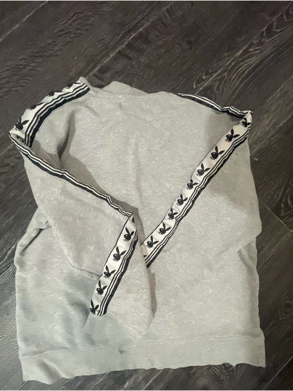PLAYBOY Gray Mens Hoodie with Black Logo Trim Size Small - Picture 6 of 7